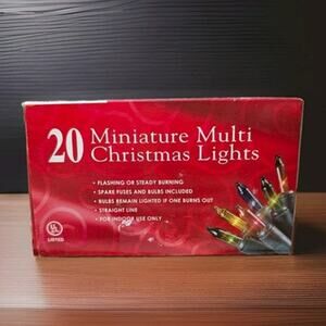 20 Miniature Multi Christmas Lights Indoor String Lights Flashing Steady Incande